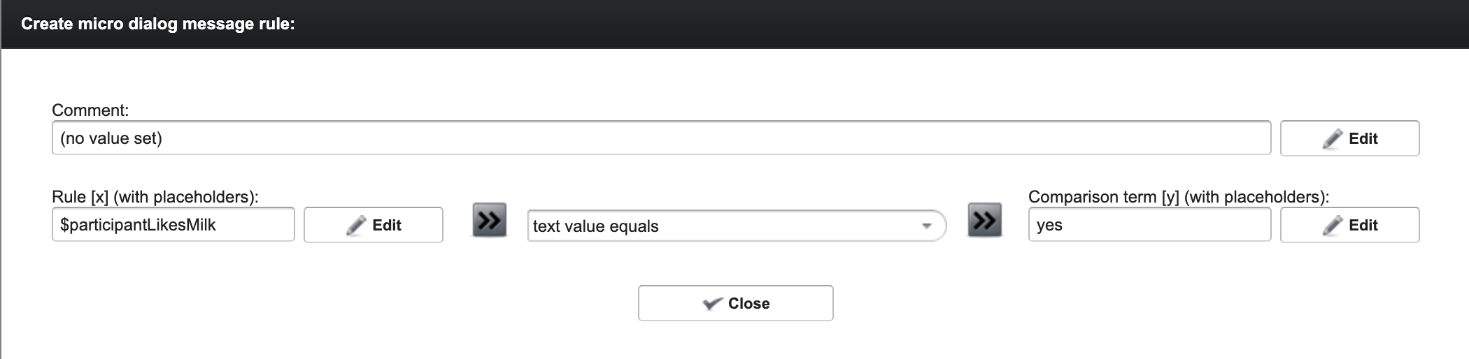 Message rules example
